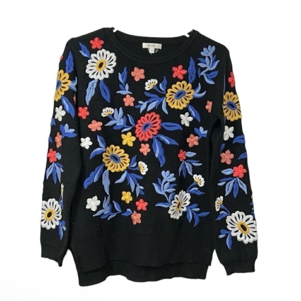 Tyler Boe Black Floral Print CrewNeck Sweater (Size XS)